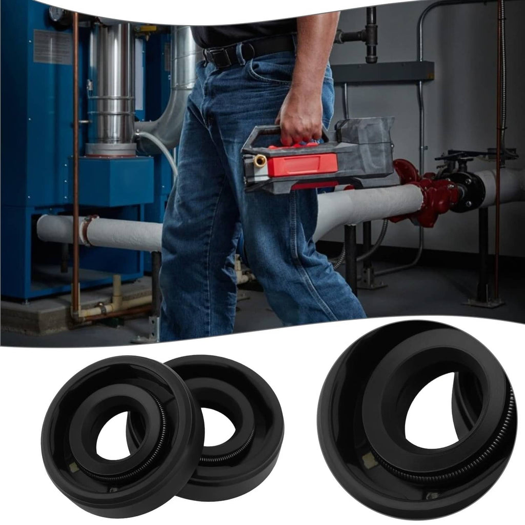 Two black rotary shaft seals with spring lip and circular opening