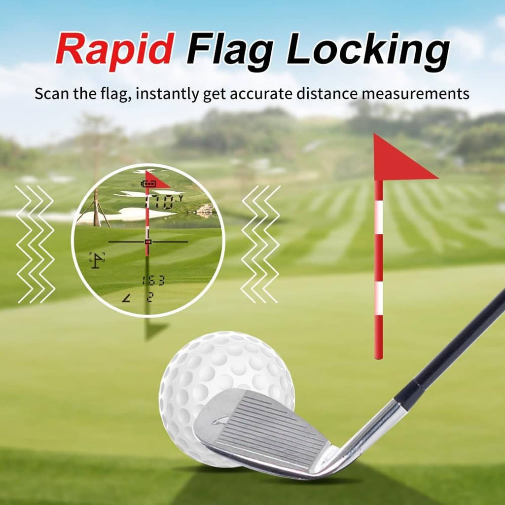 White AquilaPro rangefinder showing rapid flag locking scanning