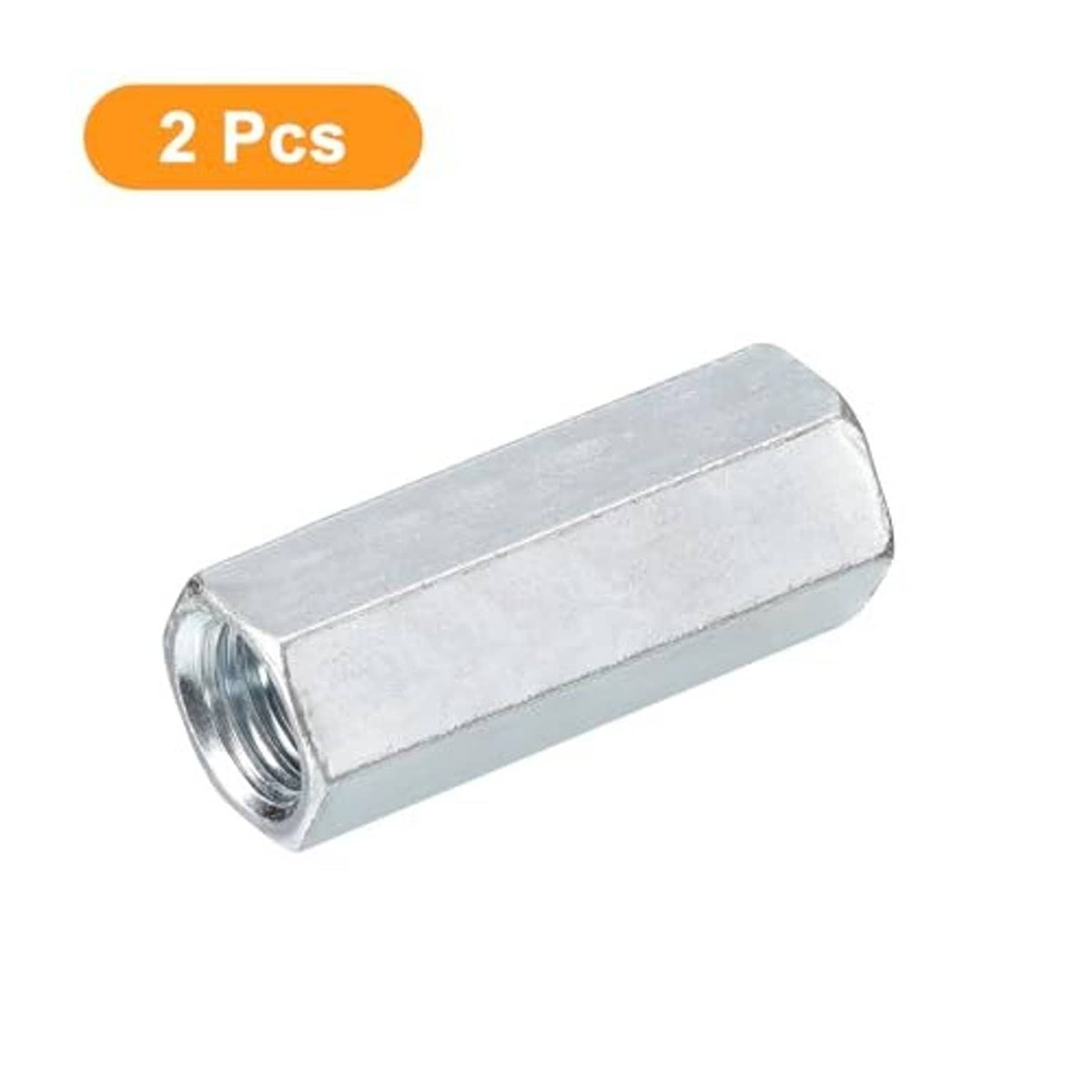 Galvanized hex coupling nut with internal threads, single piece