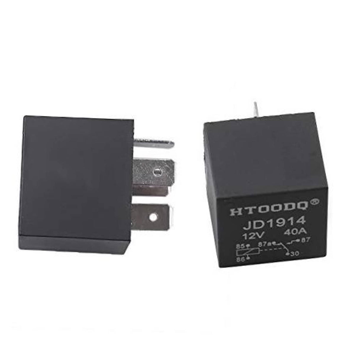 Power trim and tilt relay, black cube with prongs and label JD1914 12V 40A