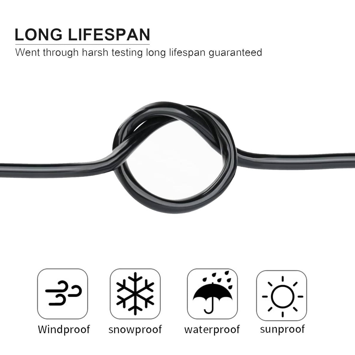 Black 5-conductor electrical wire shown as a coiled loop for long lifespan