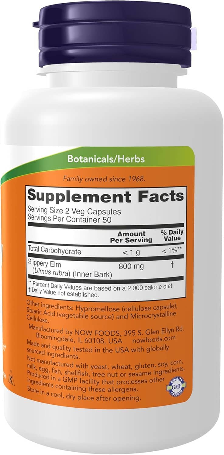 Herbal supplement bottle back label with supplement facts and serving information