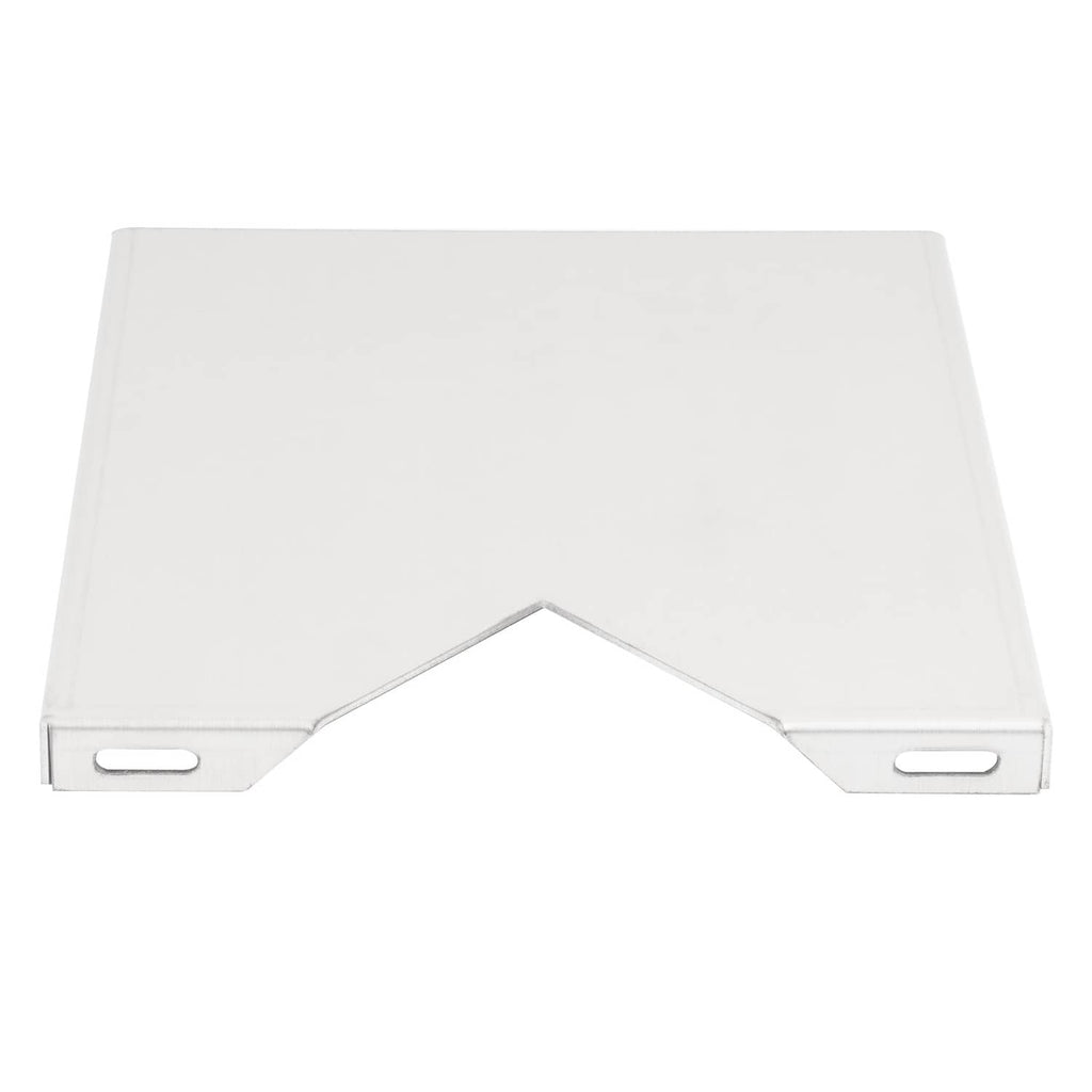 Aluminum steering console mount top guard panel with two oval cutouts.