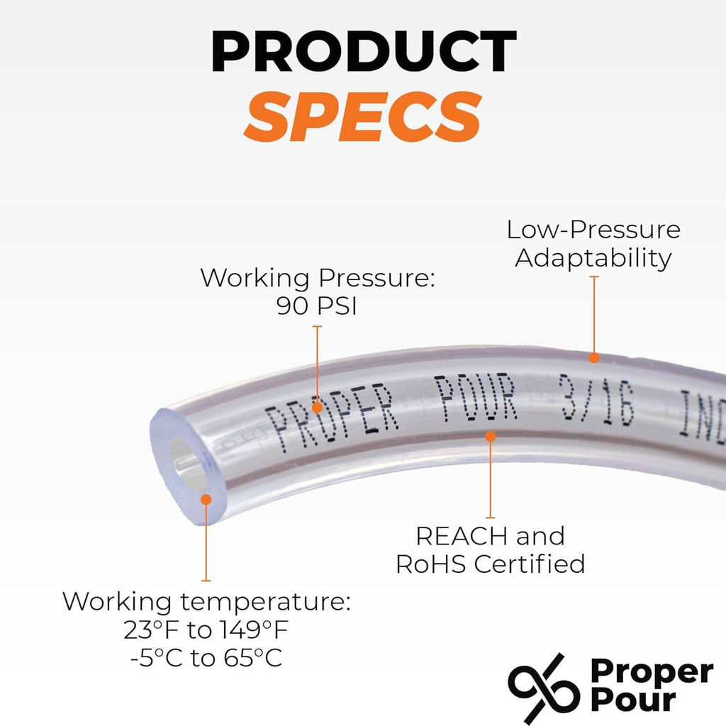 Clear PVC tubing cross-section with labeled spec callouts