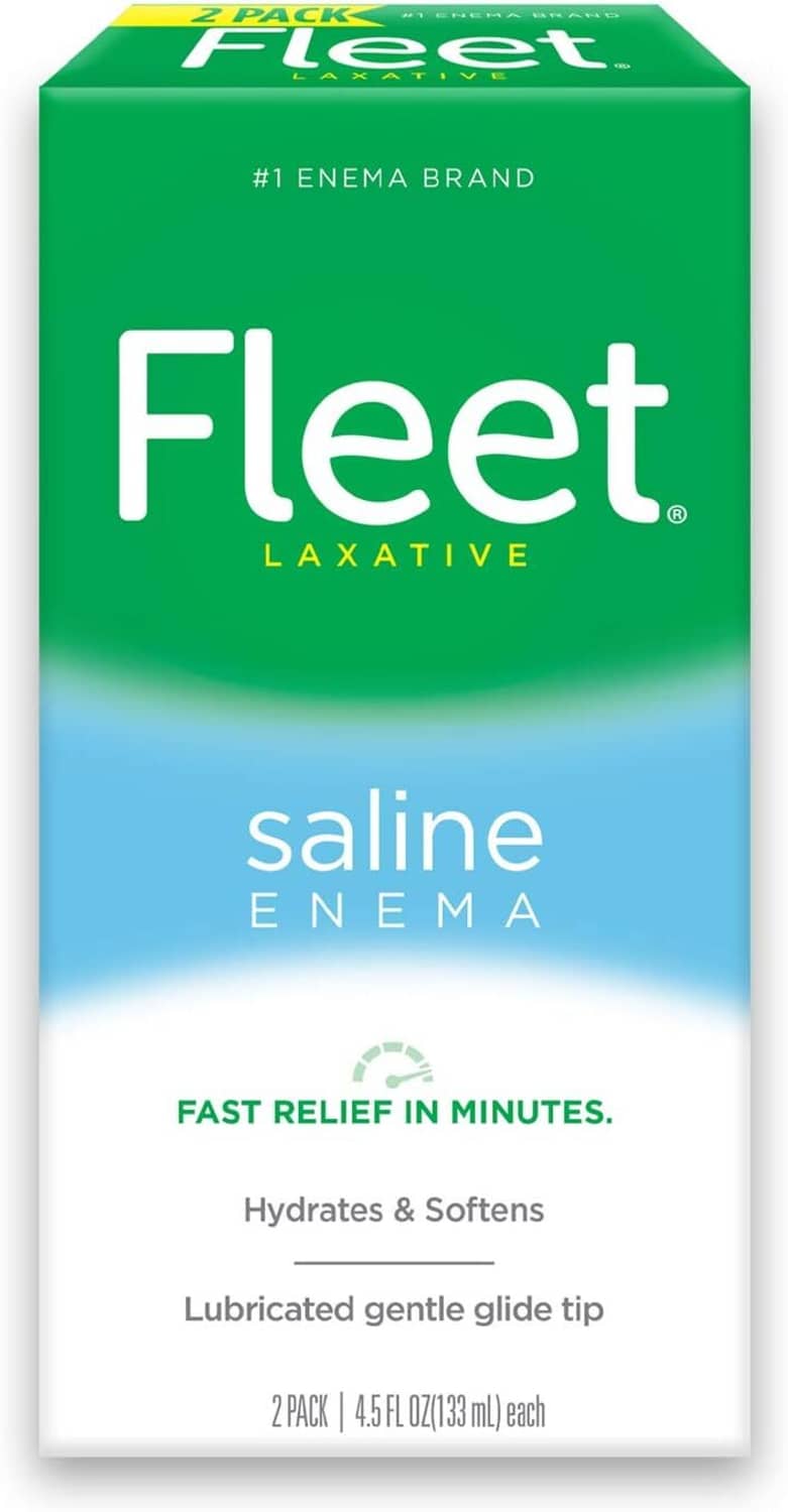 Fleet saline enema box with 2-pack count and gentle glide tip