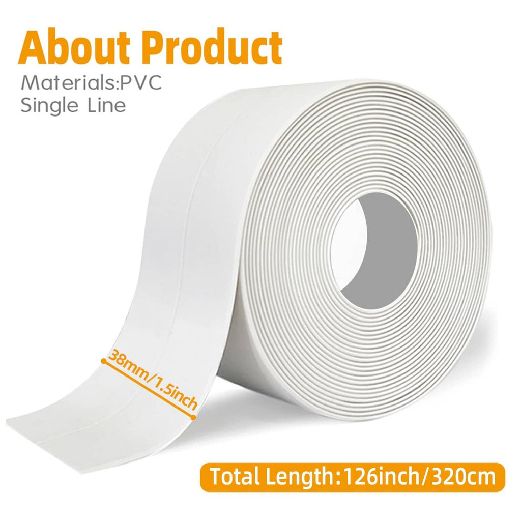 White self-adhesive caulk tape roll, waterproof strip for single-line sealing