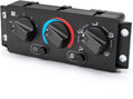 A/C climate control module panel with black knobs and blue/red temperature dial