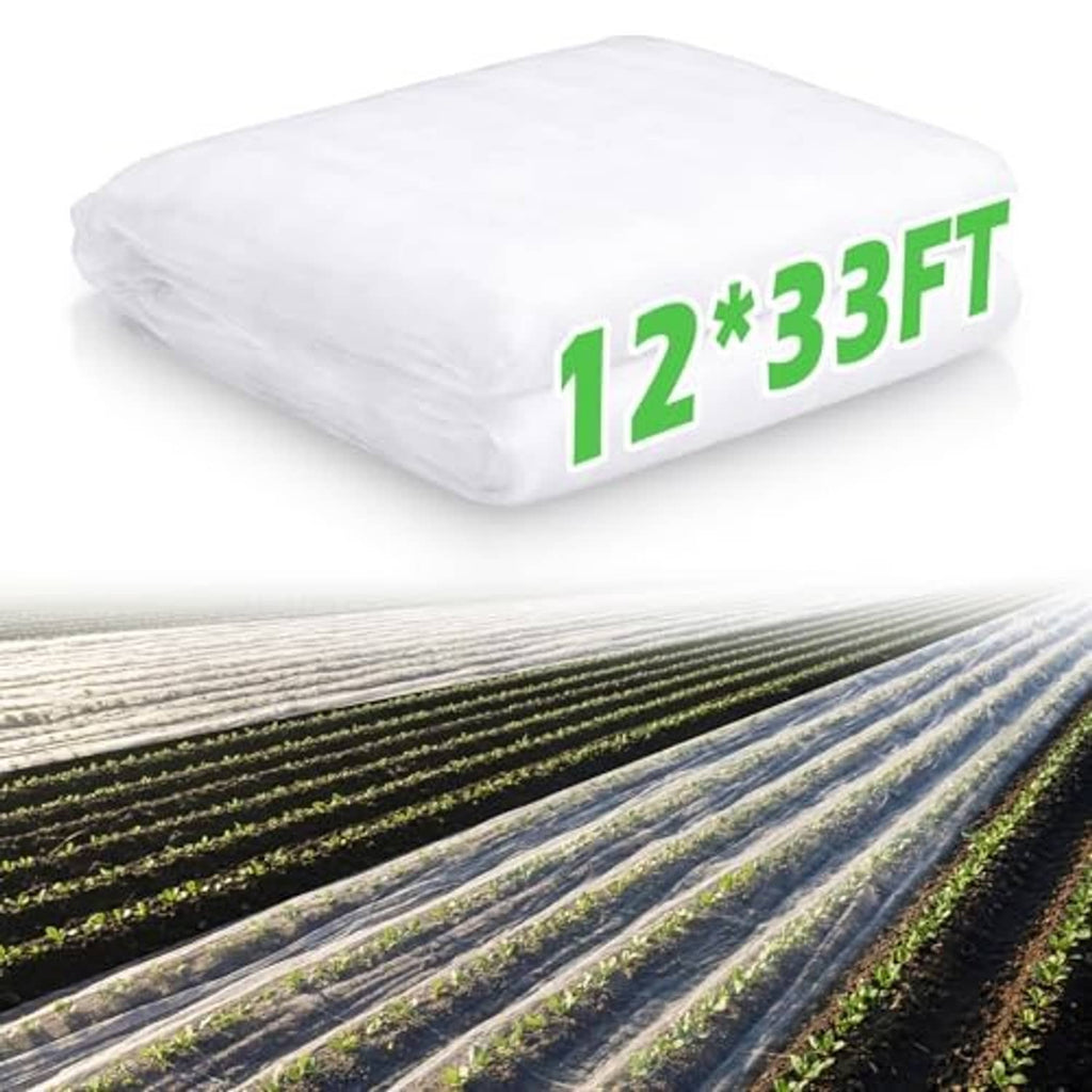 White mesh netting bundle for garden protection, 12 x 33 ft