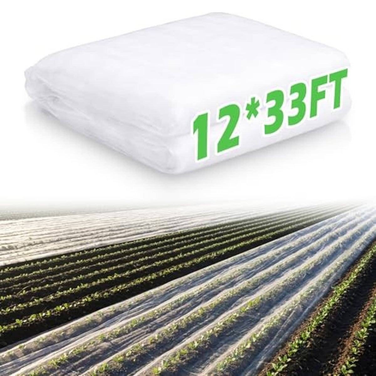 White mesh netting bundle for garden protection, 12 x 33 ft