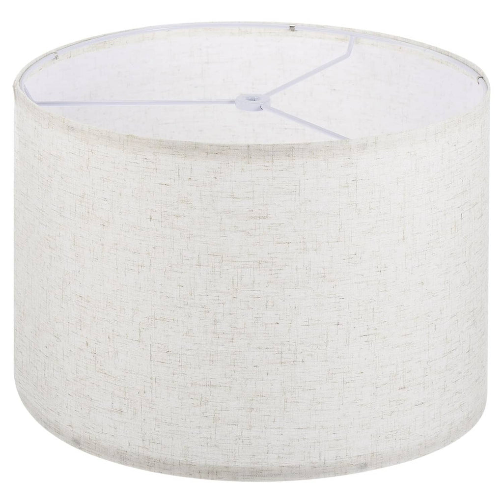 Beige linen round drum lamp shade with white inner fitter and top socket holder