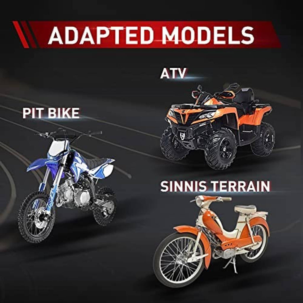 Sprocket replacement shown on a model-adapted motorcycle marketing graphic