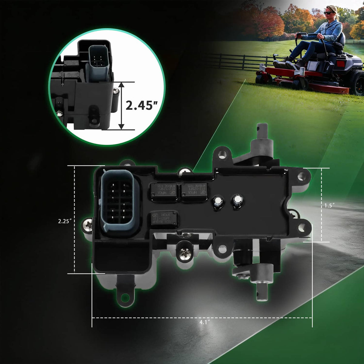 Brake control module showing multi-pin connector and metal mounting hardware