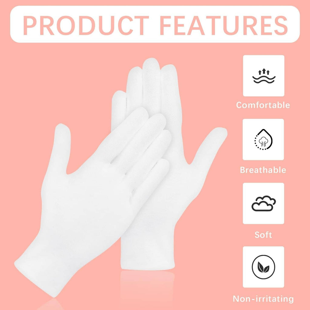 White cotton sleep glove with full hand coverage, soft non-irritating fabric