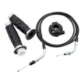 Throttle grip cable assembly with black twist grips, silver ends, and control cable leads