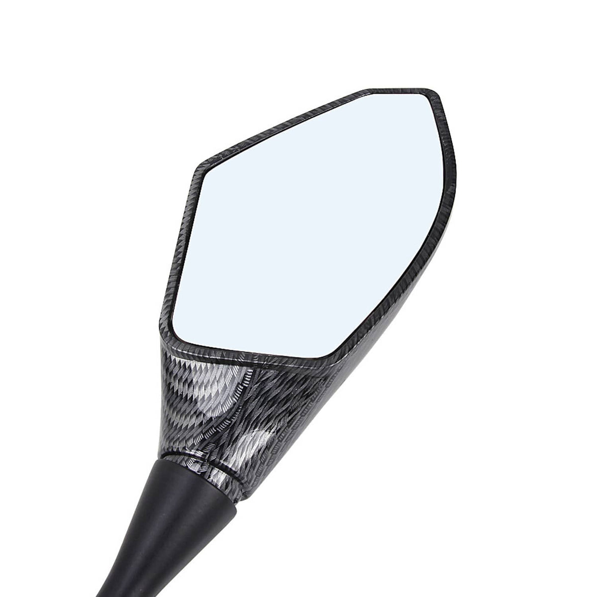 Rearview mirror with textured carbon-look body and clear viewing lens