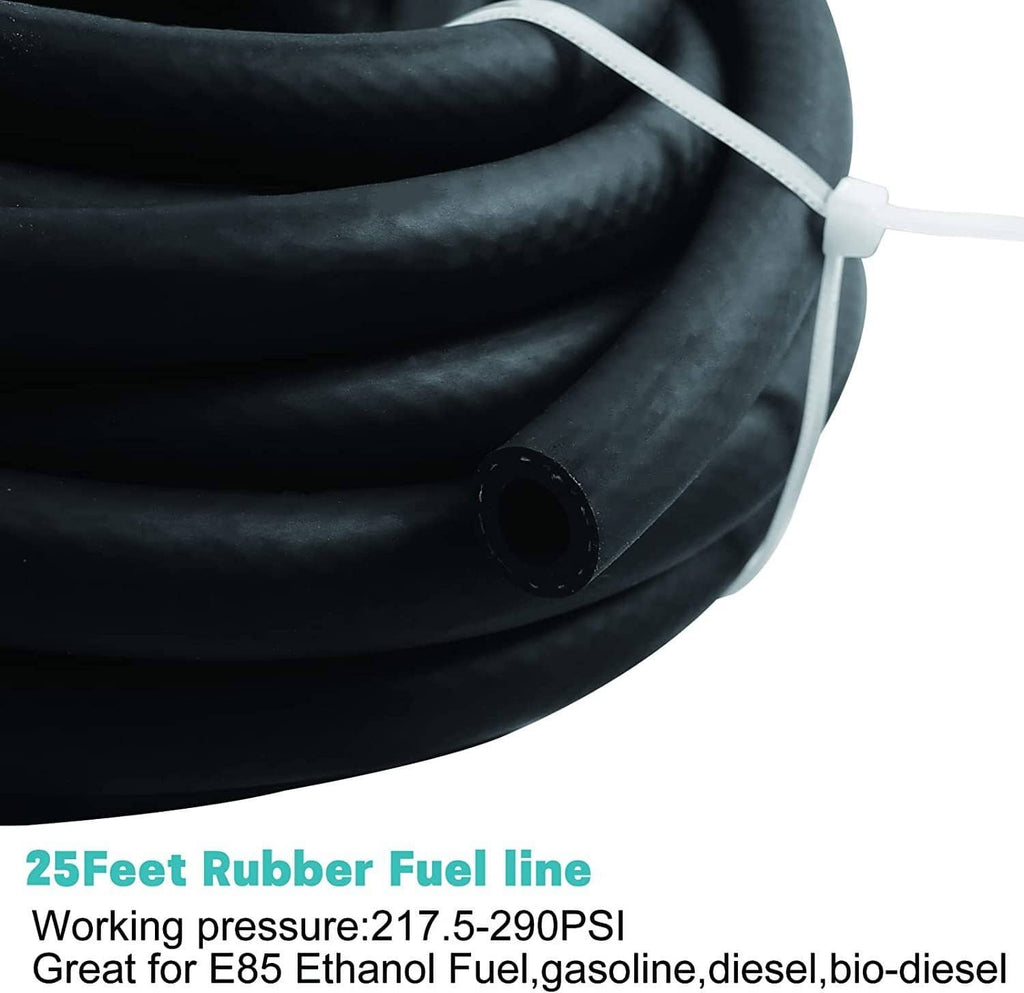 Black rubber fuel line coil with molded hose end connection