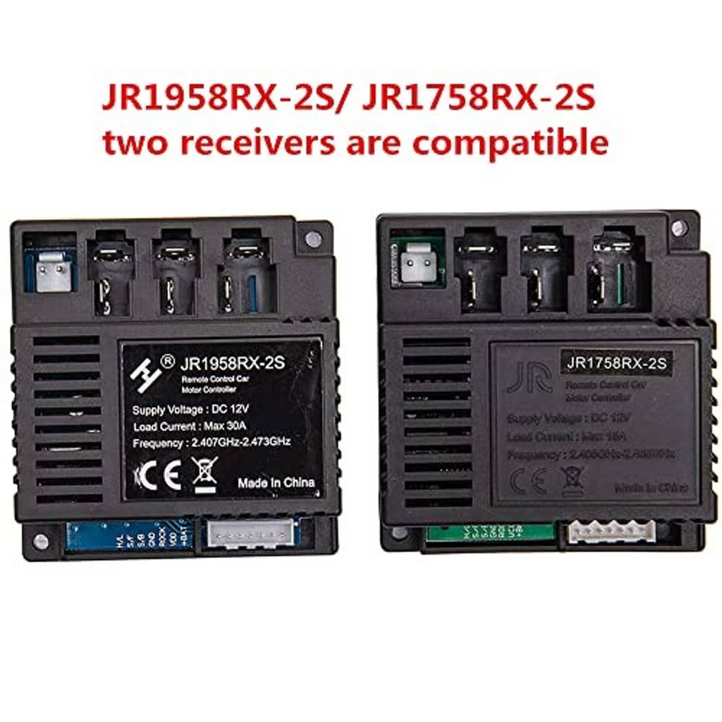 Set of two black DC 12V receiver controller modules side-by-side with terminals