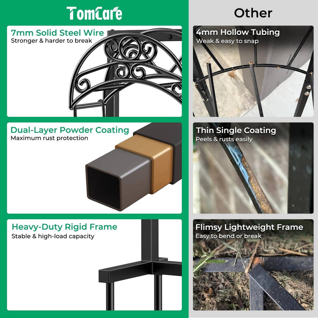 Black heavy-duty hose holder frame with green hose reel, powder-coated finish