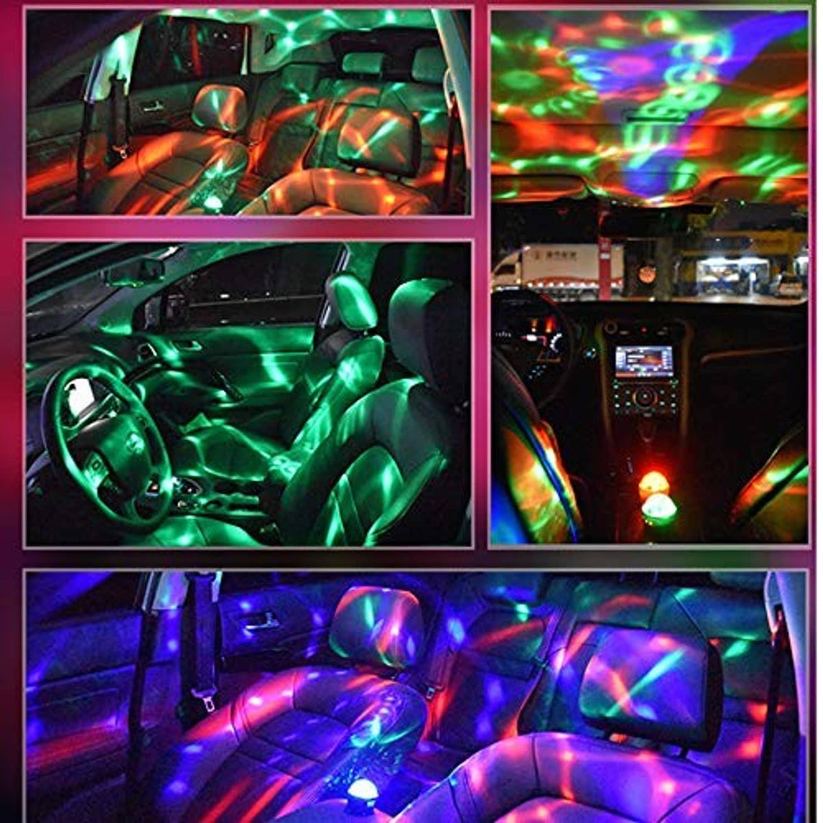 Mini disco light projecting multicolor reflections, rainbow dome in a black base