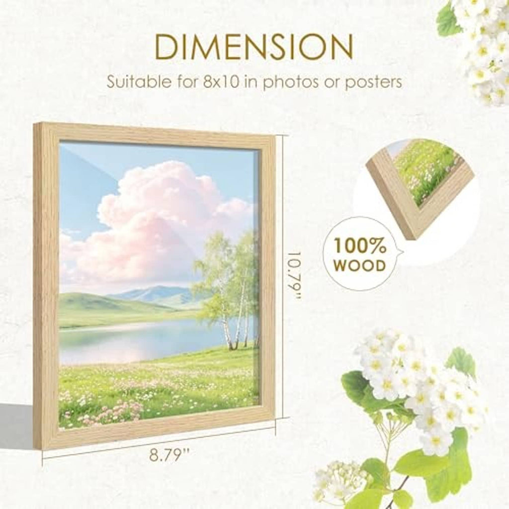 Wood photo frame size diagram for 8x10 photos, labeled height and width