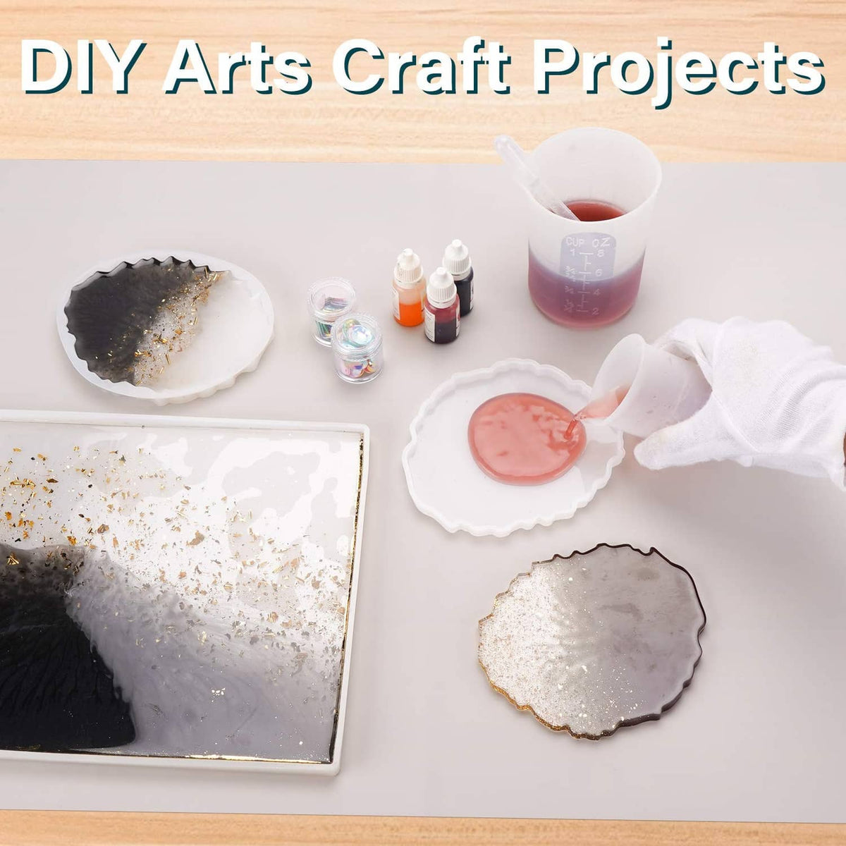 Silicone craft mat, flat flexible sheet for mixing, pouring, and drying