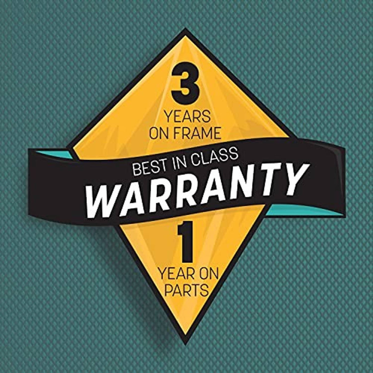 Warranty label: 3 years on frame, 1 year on parts