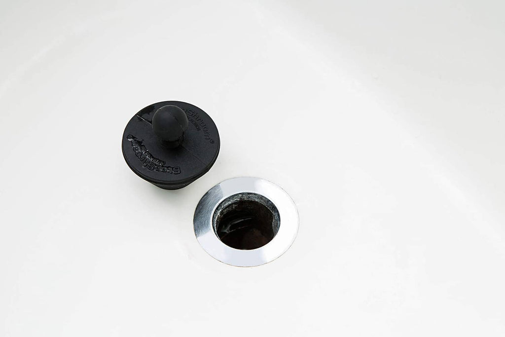 2-pack universal bathtub drain stoppers with black rubber plugs and chrome rings
