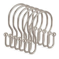 Set of 24 double shower curtain hooks, shiny stainless steel U-shape with ball ends