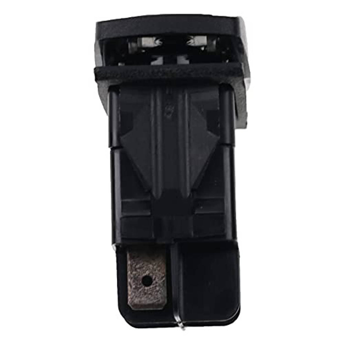 Black 48V forward/reverse rocker switch with top prongs and internal mounting clips.