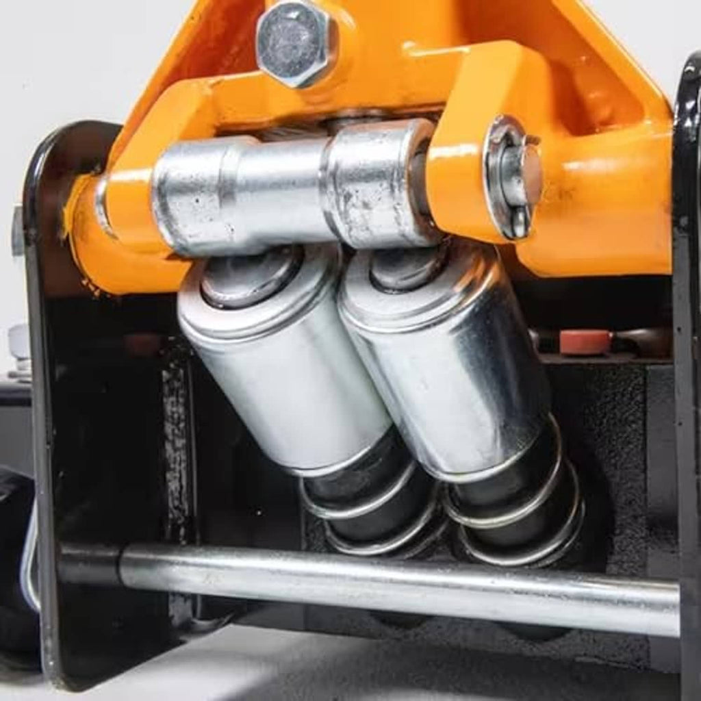 Close-up of floor jack dual pump piston plungers with springs and seal surfaces
