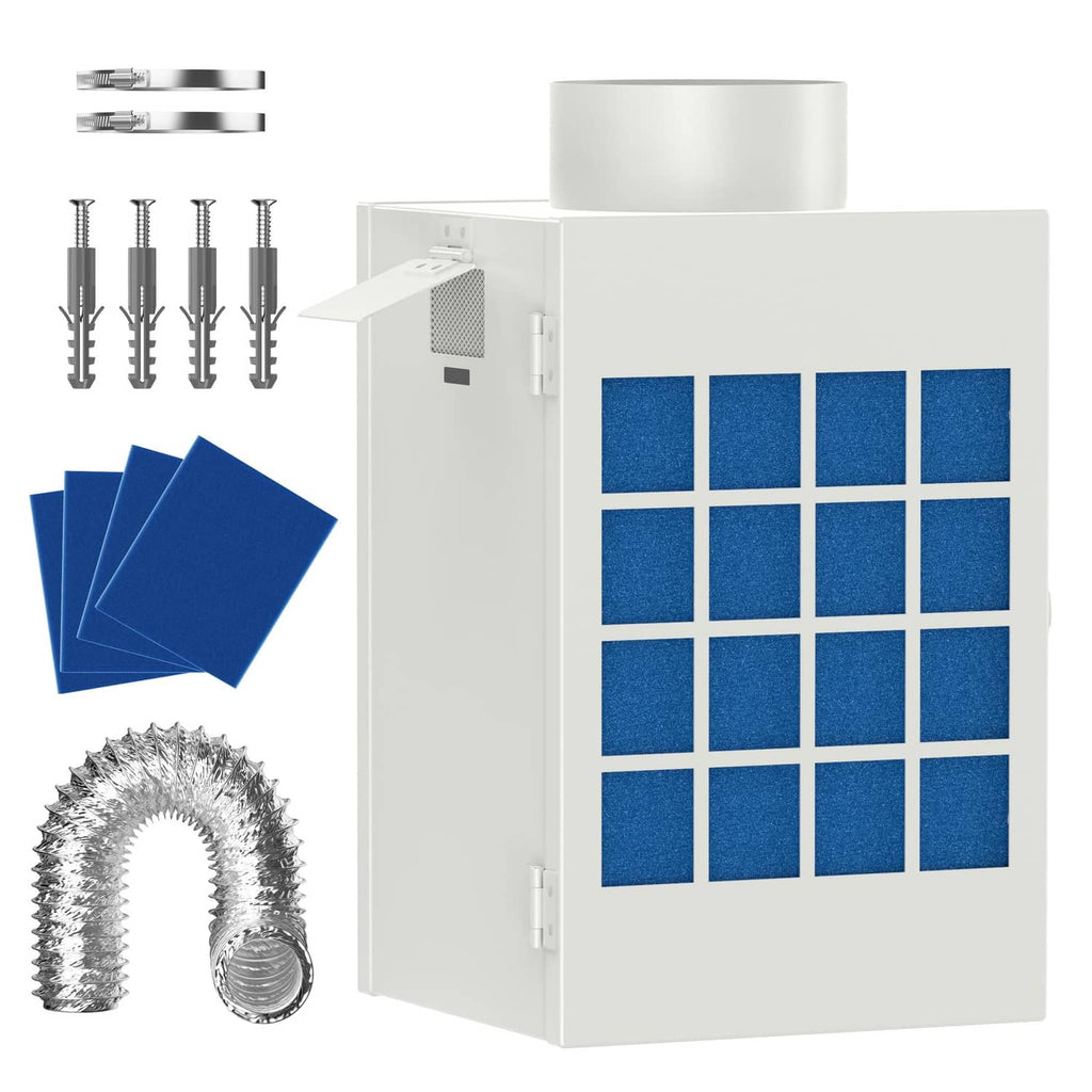 HOOMESUN indoor dryer vent kit, white filter box with vent duct and screws