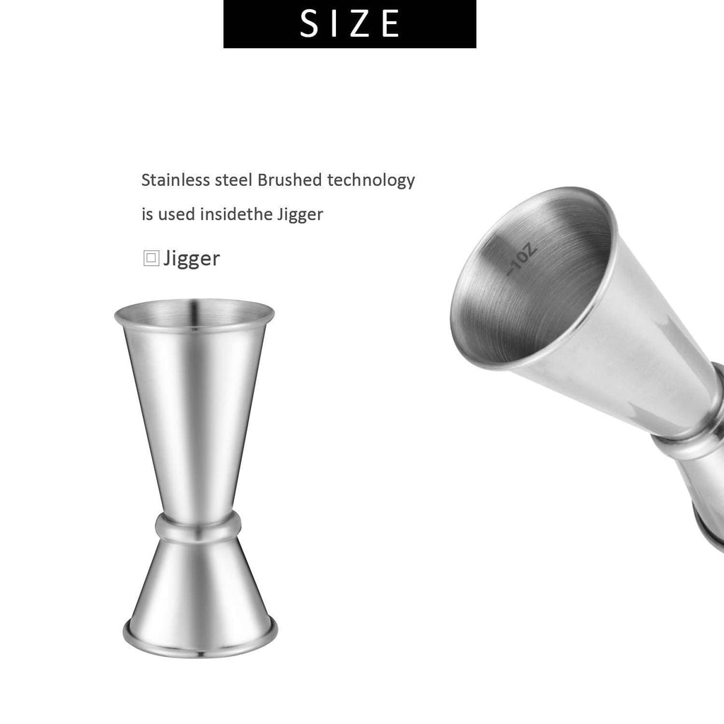 Stainless steel jigger with brushed finish, silver, flared cup