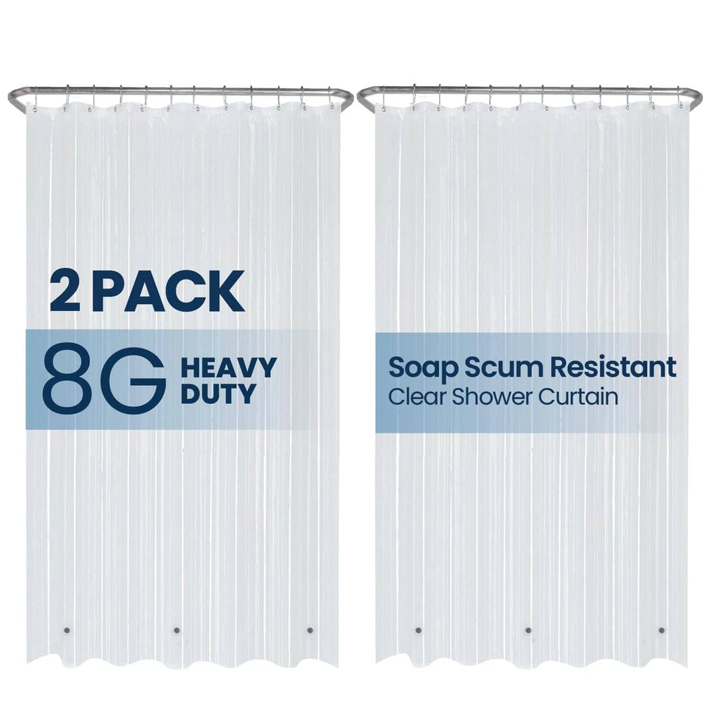 Clear PEVA shower curtain liner, heavy-duty 8G, grommet top for shower use