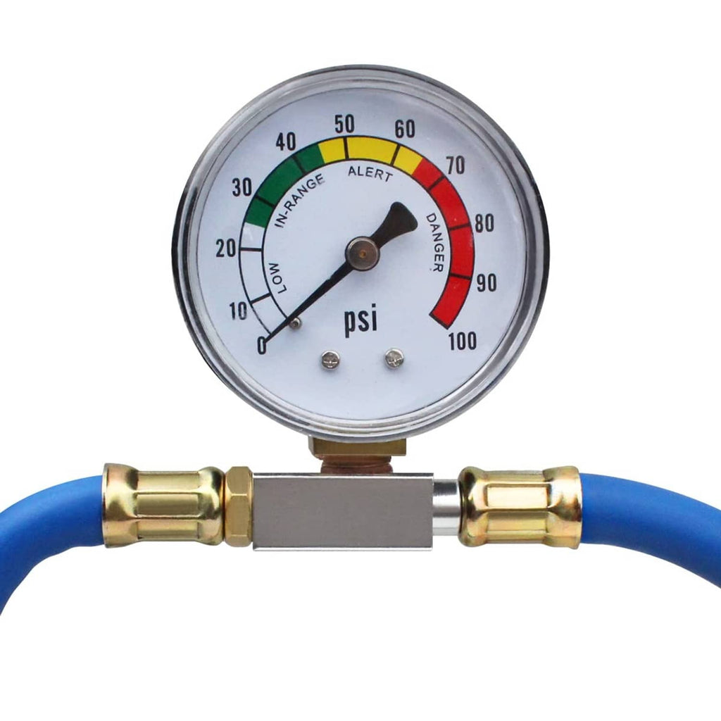 R134a PSI pressure gauge with alert ring on AC charging hose