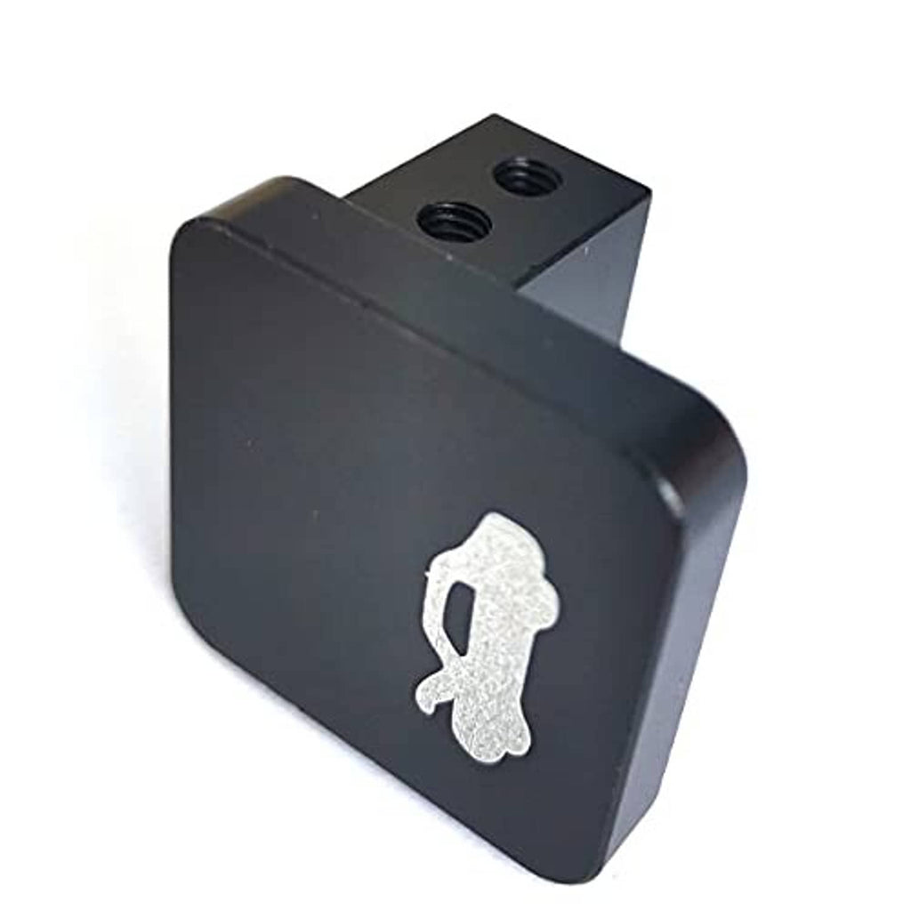 Black hood latch release handle housing with two top holes and hood icon insert