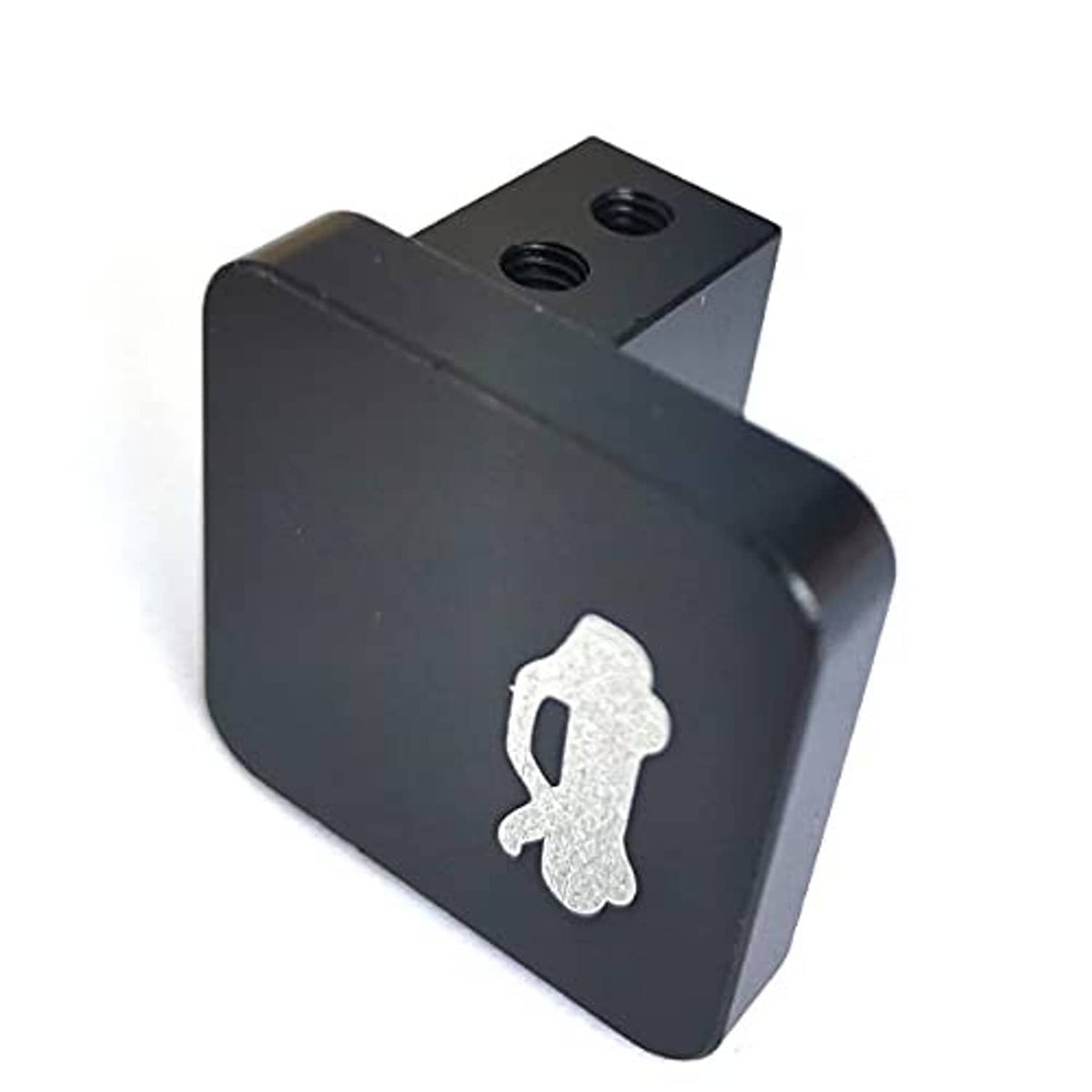 Black hood latch release handle housing with two top holes and hood icon insert