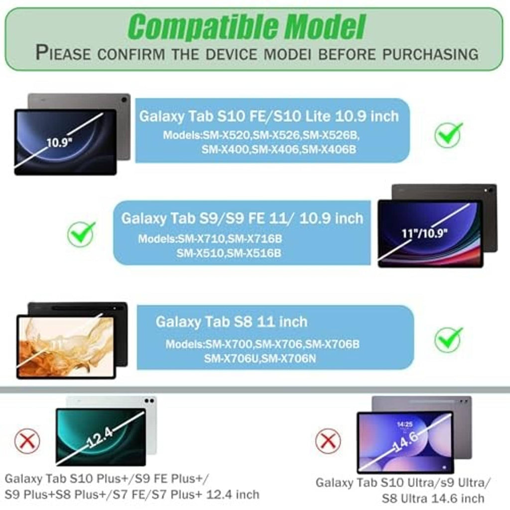 Black tablet keyboard case with built-in backlit keyboard for compatible Galaxy Tabs