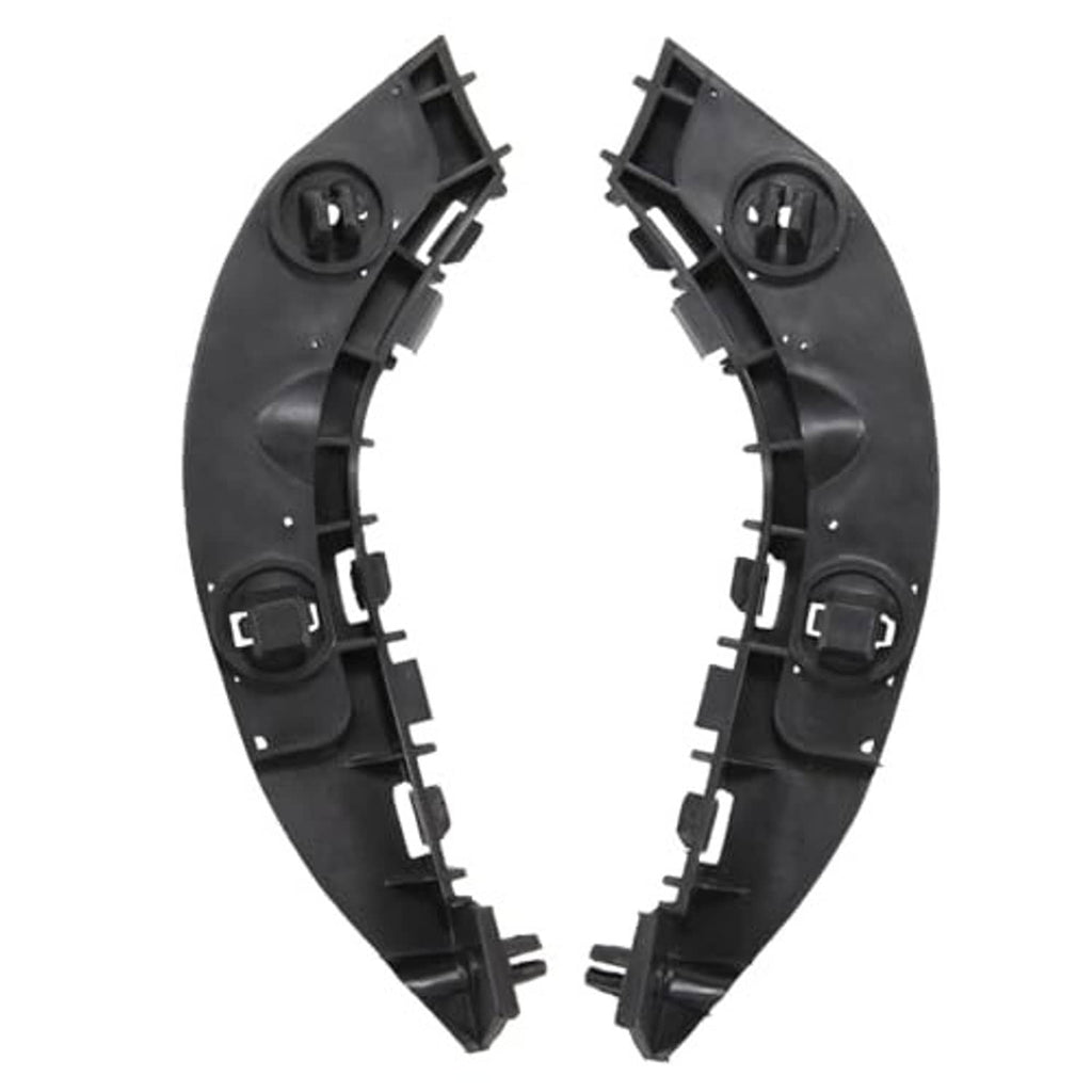 Front bumper bracket set with black plastic housings and round mounting openings