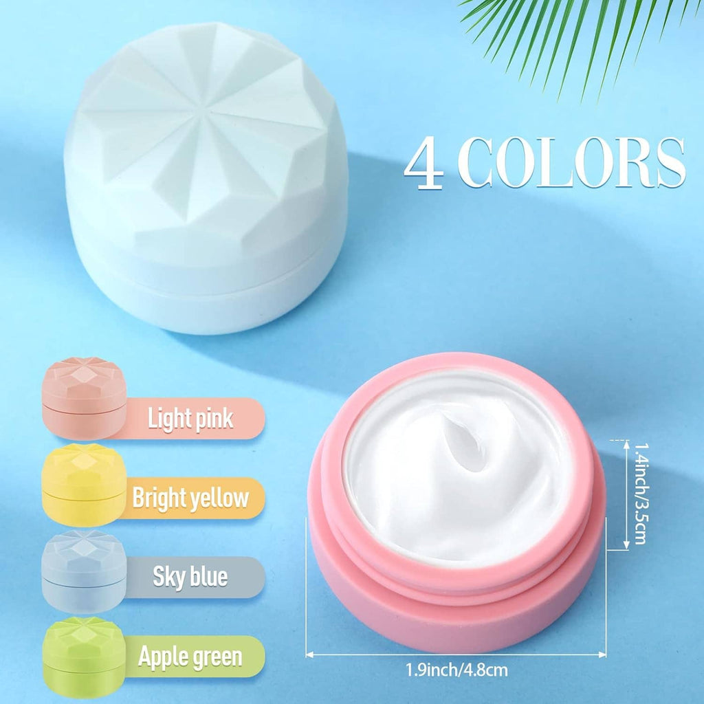 Small silicone cream jar with faceted lid, four colors: light pink, yellow, sky blue, green