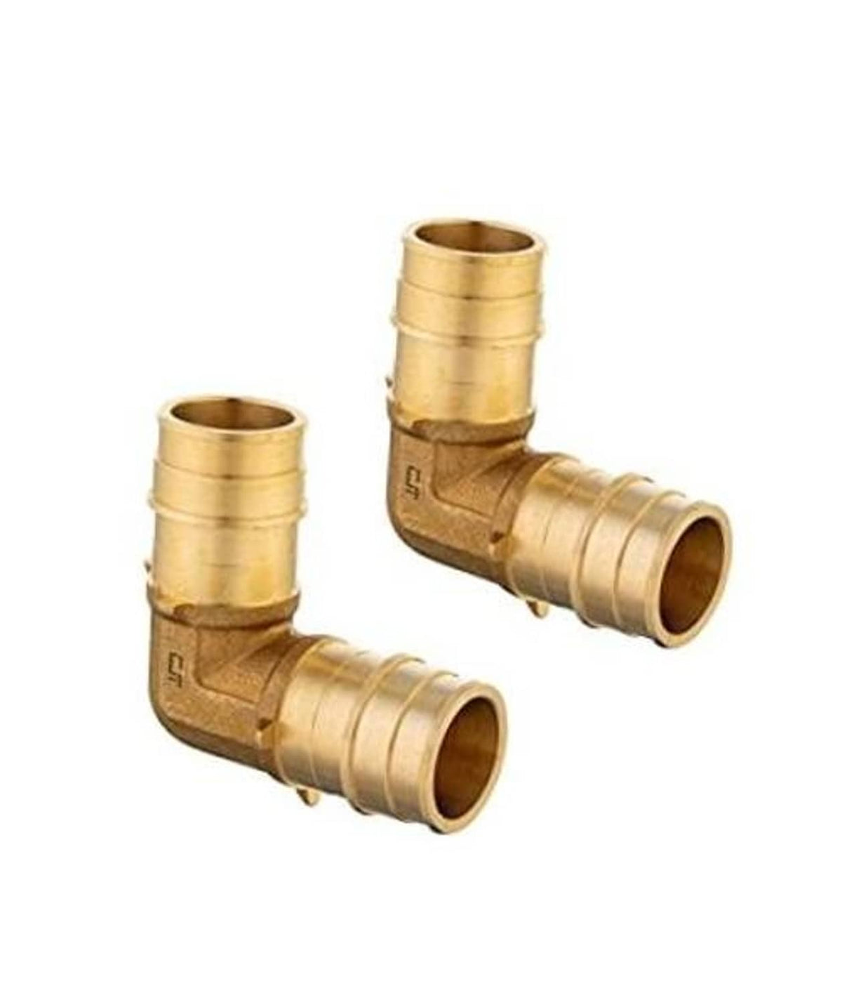 Brass PEX expansion elbow fitting, 1 in x 1 in, L-shape, two-pack