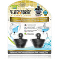 StopShroom tub & sink stopper plug packaging with two black plugs