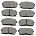 Ceramic front and rear brake pads set, 8-piece assortment, gray pads with metal clips