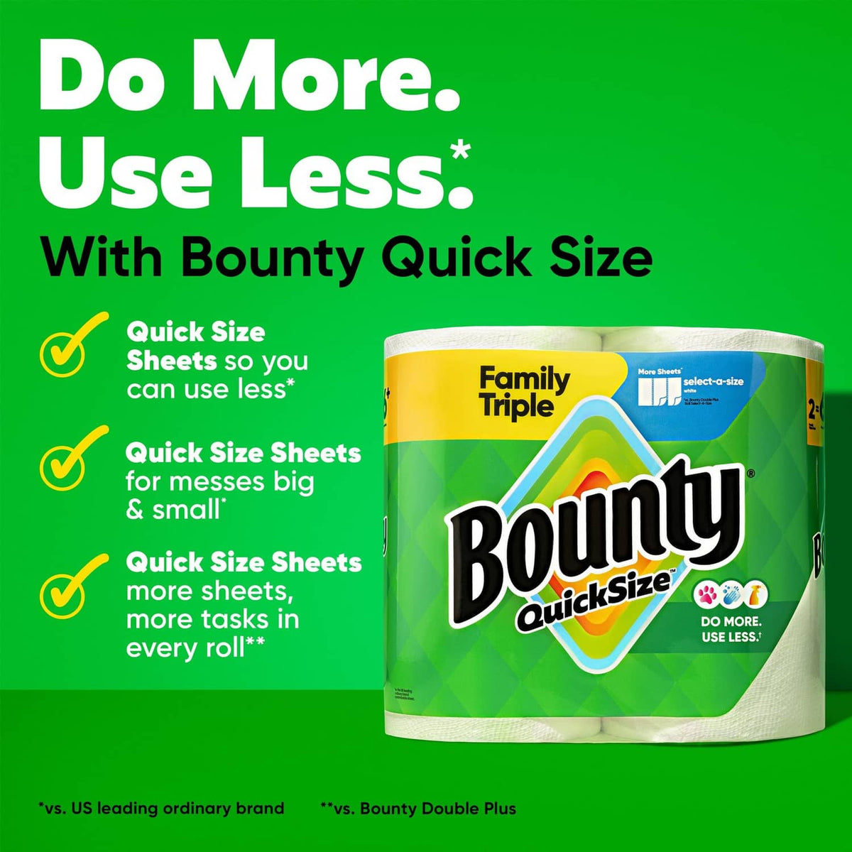Bounty QuickSize white paper towel roll pack, Family Triple
