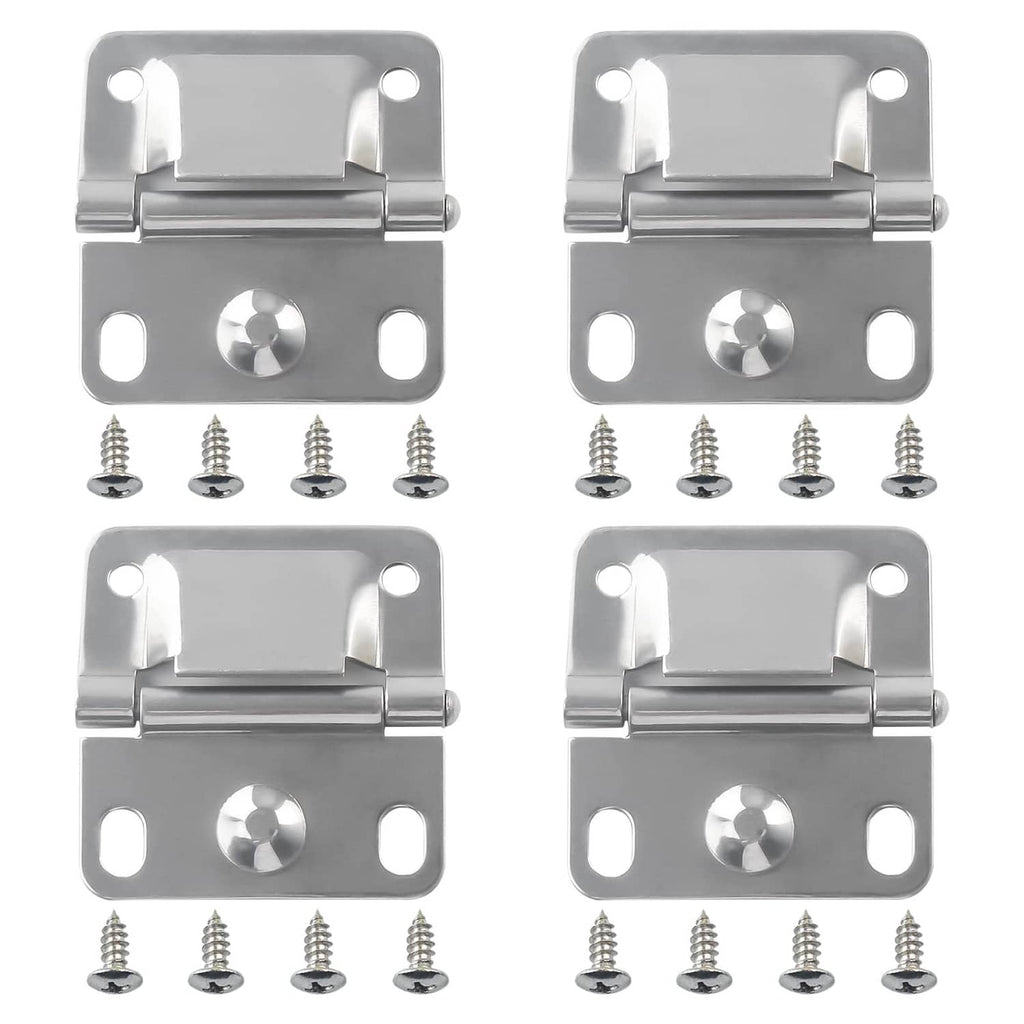 Stainless steel cooler hinges with mounting screws, two-piece latch hardware set.