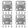 Stainless steel cooler hinges with mounting screws, two-piece latch hardware set.