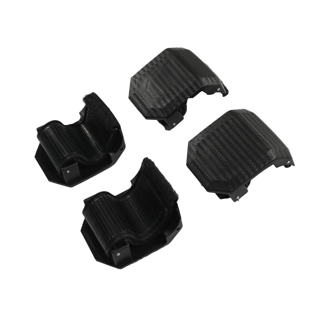 Set of black carbon-fiber look windshield mounting brackets and clamps