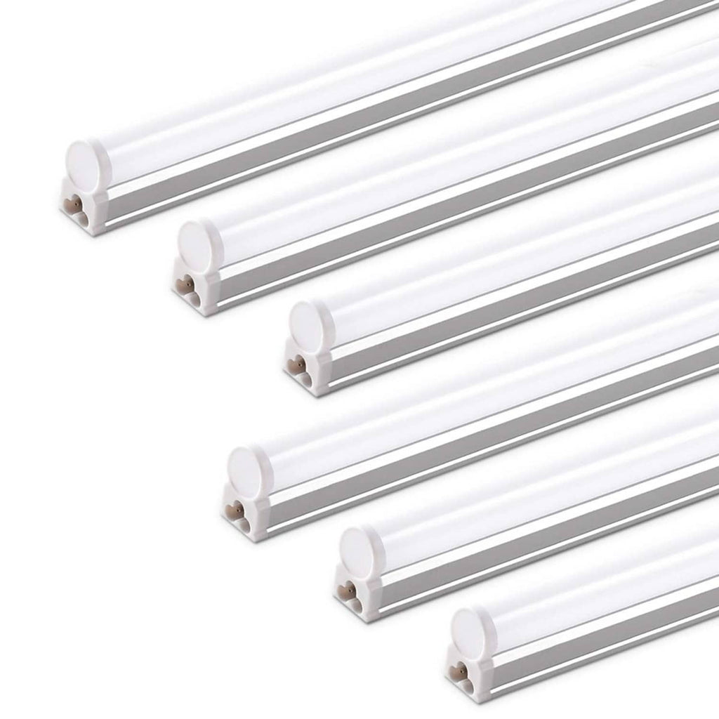Four-foot T5 LED integrated light fixture, white end caps and silver light tube