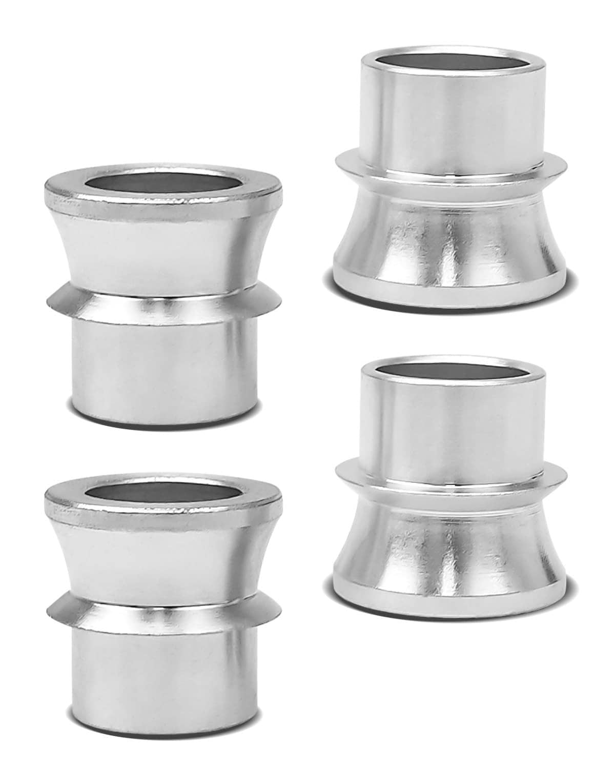 Set of 4 silver steel misalignment spacers for rod ends, 3/4 in to 5/8 in