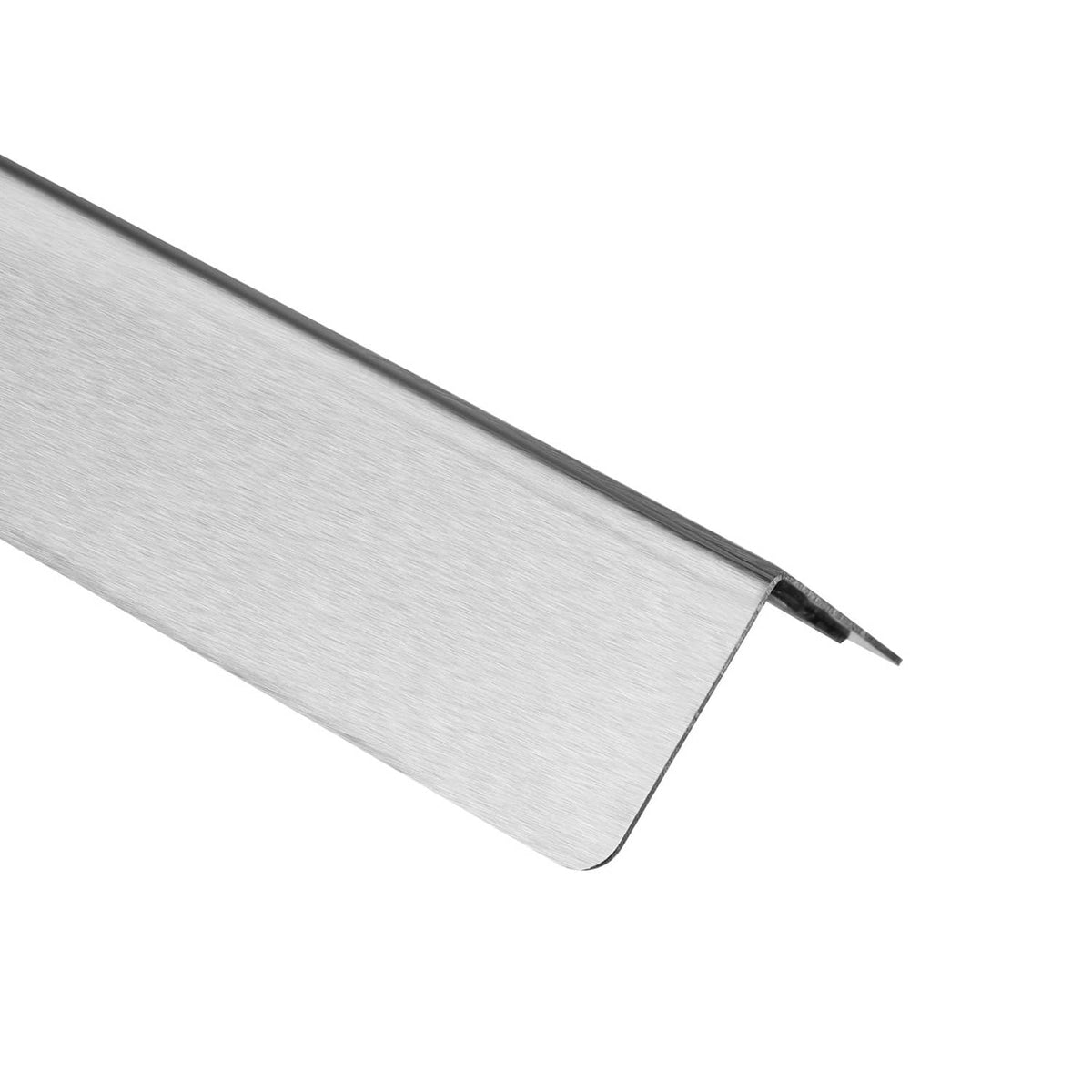 Brushed stainless steel corner protector strip with adhesive edge