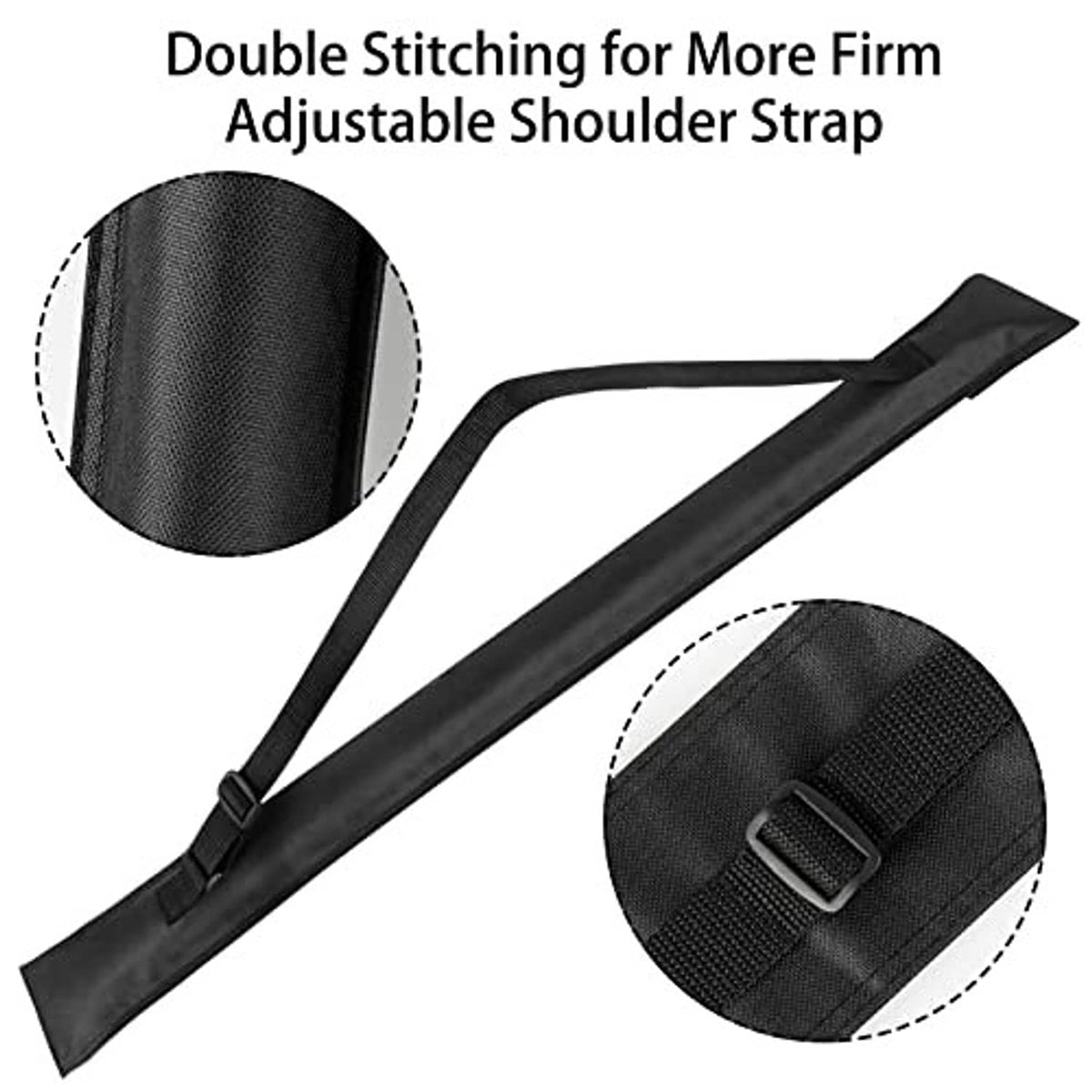 Black pool cue case with double stitching and adjustable shoulder strap